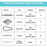 Bevestigingsset, accessoires voor zonnezeil Montage voor vierkante driehoekige zonnezeilen van roestvrij staal