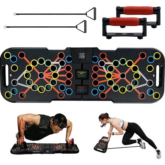 41-in-1 push-up rekbordsysteem met handgrepen & intelligente teller, push-up beugelbord spiertrainingssysteem voor thuisfitnesstraining sportschool oefenrek