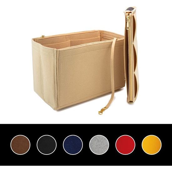 Neverfull mm organizer, handbag organizer van vilt met volgende, handbag organizer, tas in zak, 2-in-1, tasorganizer, beige, M