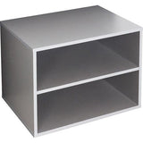 boekenkast, 2 vakken, 60 x 45 x 40 cm, smal rek, spaanplaat van hout, modern, grijs, staand rek, kantoorboekenkast, rekken en planken, printerstandaard, printerrek, archiefkast