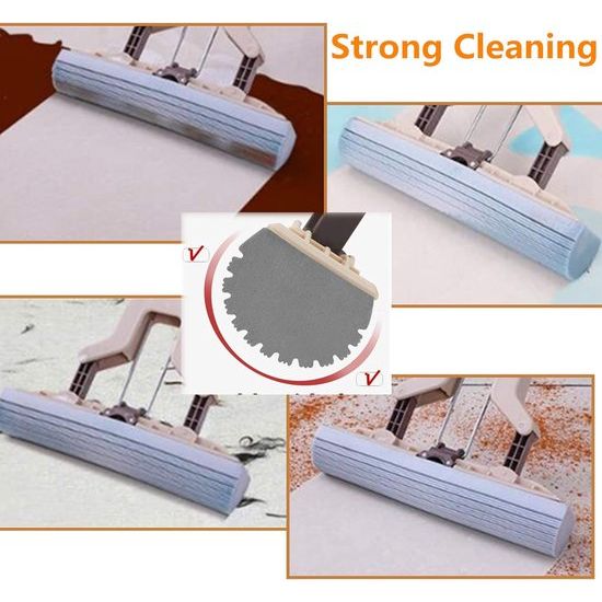 Dweilmop van PVA, absorberend, professioneel, opvouwbaar, absorberend, met PVA-spons en telescoopsteel, 34 cm wisbreedte, telescoopsteel tot 135 cm lengte