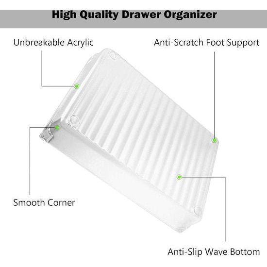 16 stuks opbergsysteem voor laden, 5 maten, gescheiden lade-organizer, opbergsysteem, antislip, transparante make-up-organizer, lade voor make-uptafel, keuken, badkamer (transparant)