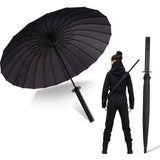 Long Handle Umbrella Samurai Sword Design Outdoor Travel Sun & Rain Umbrella Windproof Waterproof Storm Proof Anime Black Straight Umbrella 16 or 24 Ribs Metal Unisex Lightweight, black