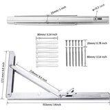 Opklapbare roestvrij stalen plankdrager, 200 mm, ruimtebesparende functie, maximaal draagvermogen 50 kg, set van 2 stuks