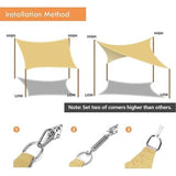 Zonnescherm, bescherming tegen de zon, set inclusief bevestigingskoorden, rechthoekig, waterafstotend, polyester, geïmpregneerd, 95% UV-bescherming, Voorruit, weerbestendig, 2 x 3 m, voor balkon, tuin, Terras, zand