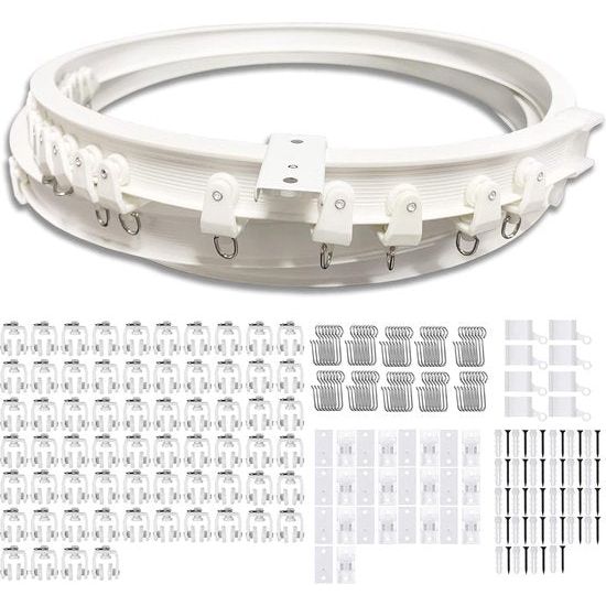 Flexibele plafondgordijnrail | 8 meter gebogen gordijnrail met demperwielen | Buigbare beugel voor douches erker RV scheidingswand