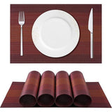 Placemat set, antislip, afwasbaar pvc en hittebestendig, placemats voor thuis of restaurant, voor de eettafel (bruin/zilver)