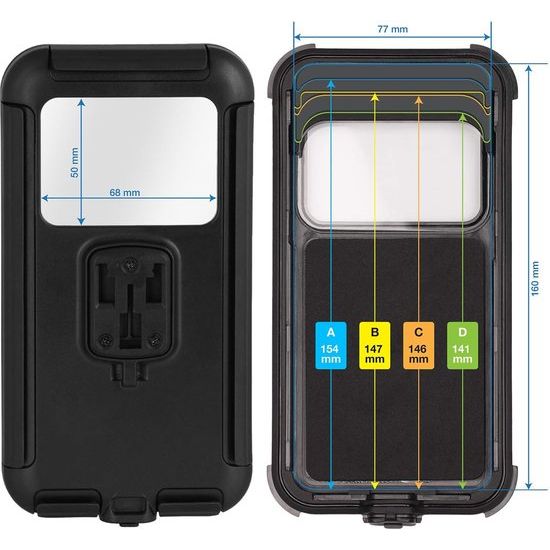 Case Universele mobiele telefoon fietshouder waterdicht voor smartphone 5,0-6,7 inch compatibel met motorhouder (afneembaar, displaybescherming, 360 graden)