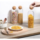 1240 ml voorraadpotten met kurk, set van 3, voorraadpotten, glazen kruidenpotjes van borosilicaatglas, luchtdicht glazen container, opslag keuken voor thee, kruiden, specerijen en