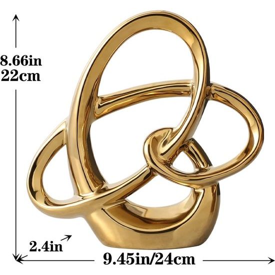 Modern goud decor keramiek beeld - abstract huisaccent en tafelbeeldje voor woonkamer, slaapkamer, badkamer, kantoor, plank, schoorsteenmantel - bruiloft, eetkamerdecoratie