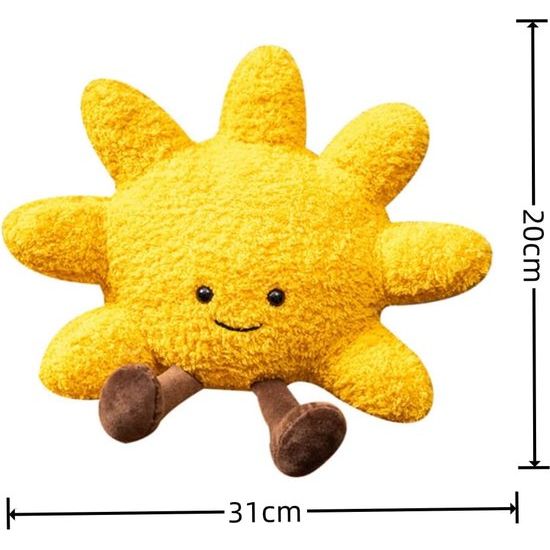 Smiley Pluche zonnekussen, bloemvormig kussen, bloemvormig stoelkussen, vloerkussen, cartoon-weerspeelgoed, zon, pluche pop, kinderkamer, thuis, bank, decoratie, 31 cm