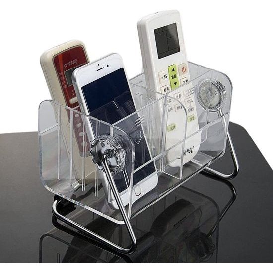 Organizer voor afstandsbediening, 6 sleuven, transparant, acryl afstandsbediening, houder, tv, airconditioning, afstandsbedieningshouder, opbergdoos, tafelhouder, opbergbox