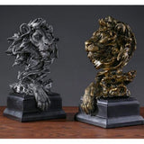 Leeuwenkop beeldje, hars leeuw standbeeld, dierenkop standbeeld, bureaukast, beeldje, ambachten, ornamenten voor thuis, kantoor, decoratie, cadeau
