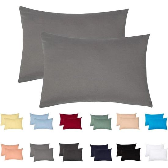 Set van 2 kussenslopen 40 x 60 cm, verborgen ritssluiting aan de lange kant, kussensloop van 100 katoen jersey stof 140 g/m², ultrazacht en ademend, Oeko-Tex gecertificeerd