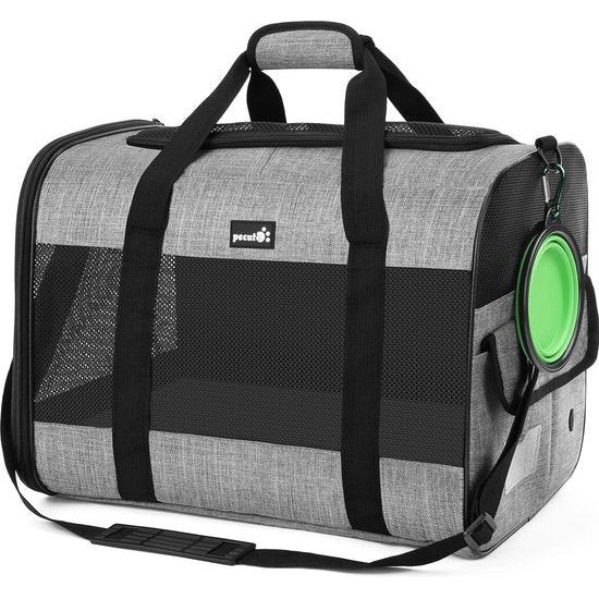 Hondentas Opvouwbare hondenbox Auto met ademend gaasstof Kattentransportbox voor kat Hondentransportbox voor op reis Hondendraagtas voor katten puppy's jonger dan 8 kg Grijs