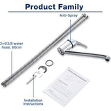 keukenkraan, keukenkraan 360° draaibaar, ééngreeps keukenmengkraan, aanrechtkraan met keramische cartridge, chroom