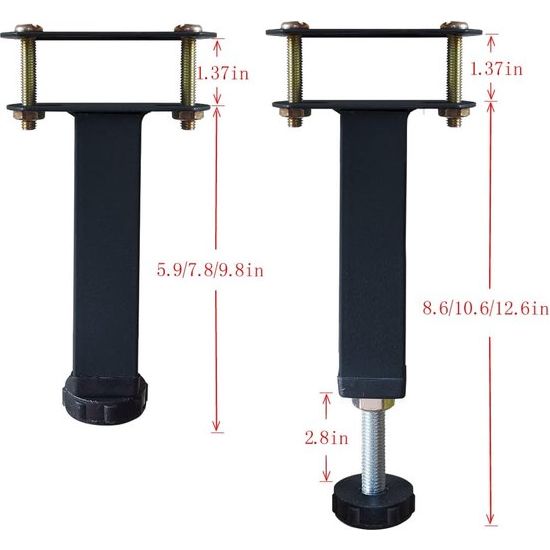 Bedframe, steunvoet, bedpoten, steunpoten voor meubels, verstelbare bedpoten, intrekbaar, metaal, voor bed, voor bedframe, 2 stuks (25 cm-32 cm)