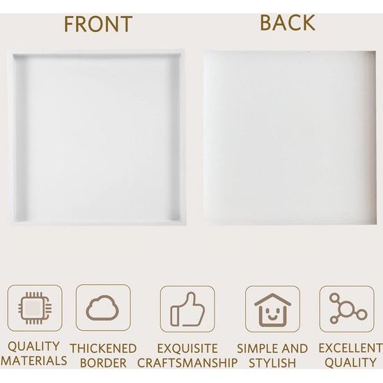 Wit decoratief dienblad, houten dienblad voor sieraden en levensmiddelcosmetica, 20 x 20 cm