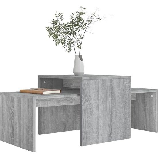 Salontafel set grijs Sonoma 100x48x40 cm hout materiaal