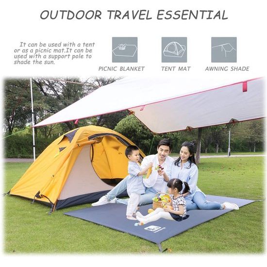 Tentzeil, multifunctioneel, campingtent, zeil, waterdichte tentonderlegger, campingtent, tarp, luifeltapijt, meerdere maten, voor camping, wandelpicknick (grijs, 210 x 210 cm)