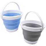 5,5 l inklapbare kunststof emmer, opvouwbare ronde kuip, draagbare wateremmer, ruimtebesparend (grijs + babyblauw (set van 2)