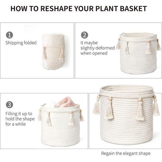 Decoratieve katoenen touwmand van macramé, boho, geweven kwastjes, opbergdoos, organizer voor kinderkamer, speelgoed, woonkamer, slaapkamer