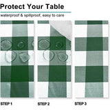 Geruit vierkant tafelkleed van polyester, vuilafstotend, waterafstotend en kreukvrij, wasbaar, tafelkleed voor eetkamer, feest, tuin, 130 x 220 cm, groen en wit