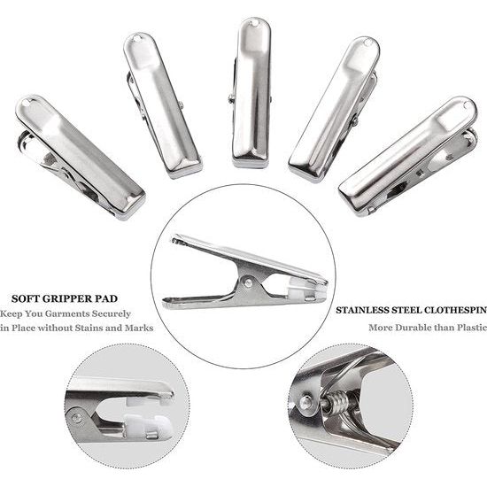 Pak van 80 wasknijpers, roestvrij staal, 2,7 inch, duurzaam, winddicht, roestvrijstalen metalen wasknijpers voor handdoeken, sokken, ondergoed, kleding