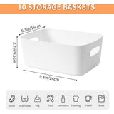 Set van 10 plastic opbergdozen met handgrepen, een keukenkast organizer box, manden voor opslag en een plastic doos voor de badkamerplank (wit).