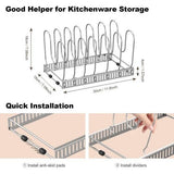 pannenhouder voor lade, uitbreidbare potdekselhouder met 7 verstelbare verdelers, potdeksel opbergpan organizer dekselhouder voor keuken, zilver