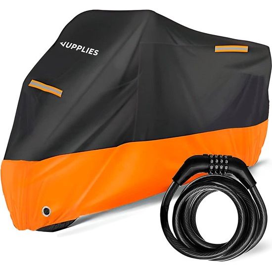 waterdicht motorzeil met anti-diefstal veiligheidsslot 245 * 105 * 125cm 210D, universeel scooterzeil met reflecterend handvat, aanpasbaar, motoraccessoires voor buitengebruik