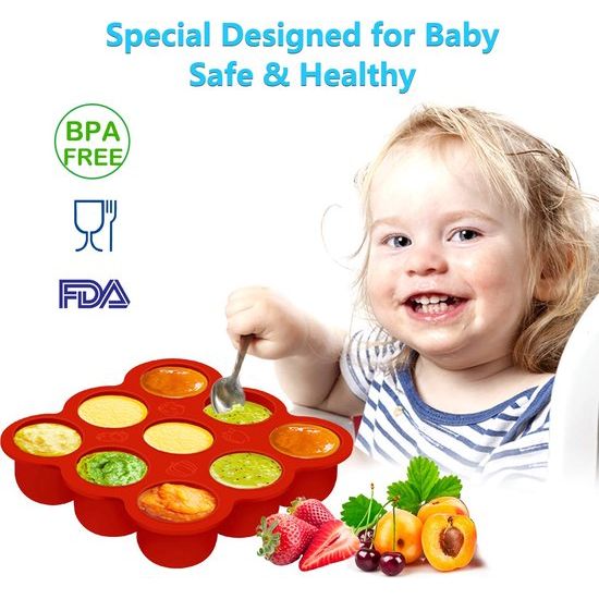 Silicone Baby Food Storage Box, bevriezen siliconen Baby pap met Siliconen Deksel, Container, Vriezer, Lade, herbruikbare, groenten, fruit, purees, sauzen en ijsblokjes