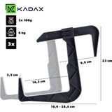 KADAX - Verstelbare bloembakhouder zonder boren, balkonbakhouder in set - verstelbare haken en houder voor bloembak, bloembakhouder voor balkon en vensterbank - 3 stuks, Grafiet