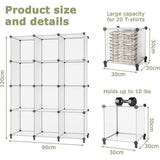 Schoenenrek, DIY Cube reksysteem, set van 16 kubussen, 30 x 40 cm, ruimteverdeler van kunststof, opslag van kleding, schoenen en boeken, 16 stuks, semi-transparant