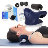 Nekstrekker set 5-in-1: nekwolk strekker voor nek, hals, schoudermassage + fasciarol + 3 massageballen, nekredder nekpijn nekmassageapparaat tractiekussen