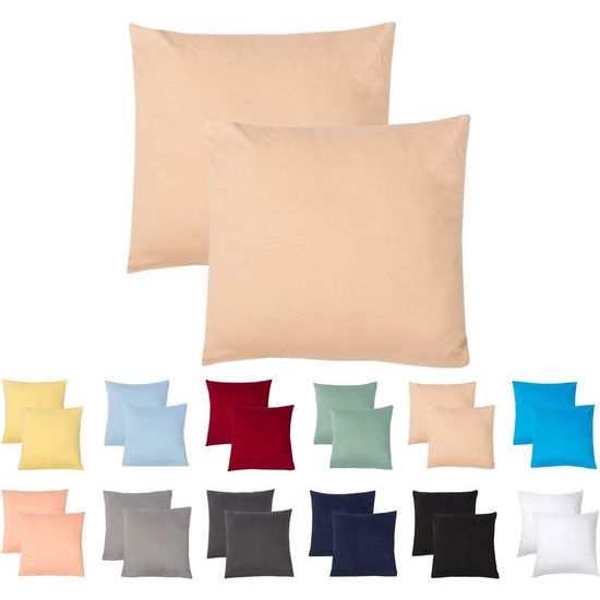 Set van 2 kussenslopen 40 x 40 cm van 100 katoen jerseystof 140 g/m², verborgen ritssluiting, kussensloop 40 x 40 cm, kussenhoes, ultrazacht en ademend, Oeko-Tex gecertificeerd