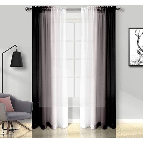 Gordijnen met plooiband Ombre transparante gordijnen voor woonkamer set van 2, 260x140cm