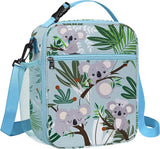 Kleine geïsoleerde lunchtas voor kinderen, meisjes en jongens, grote draagbare lunchtas voor picknick, scholen, lichte koeltas met flessenhouder, lekvrij, tasriem, groene koala's