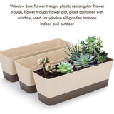 Vendow Box Plantenbak, kunststof rechthoekige plantenbak, bloempotten met schotel voor Windowsill Garden Balkon Indoor Outdoor, 30,5 × 8,5 × 8,5 × 8,5 cm