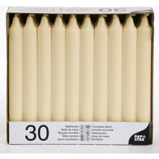 Papstar Tafelkaarsen Ø 2,15 cm 19,6 cm crème gastronomie benodigdheden 30 stuks karton