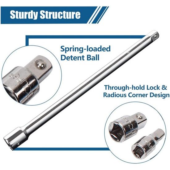 23-delige dopsleutelverlengset 1/4 inch 3/8 inch 1/2 inch ratel ratelconnectoronderdelen inclusief socketadapter kruiskoppeling bougies moer | Cr-V