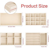 4 stuks sieradendoosje, 21 x 12,5 x 2,5 cm, fluwelen sieradeninzetstuk voor laden, sieradenkistjes, stapelbaar, sieradenopslag lade voor halskettingen, armbanden, oorbellen, ringen, horloges