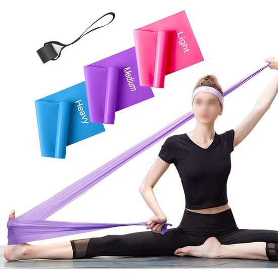 Fitnessbanden, set van 3, gymnastiekband, weerstandsbanden, elastische stretchbanden, oefenband, trainingsband voor yoga, elastische krachttraining, spieropbouw, pilates, fitnessband, cursus