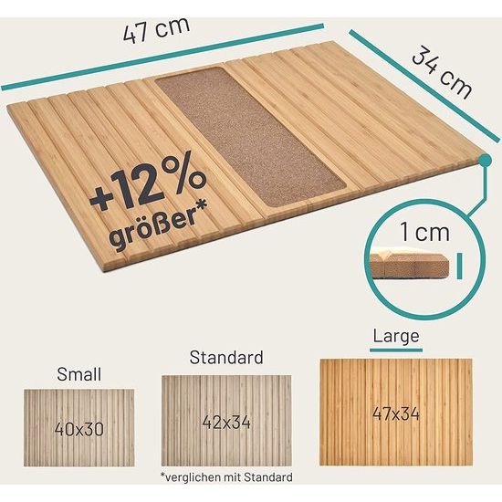 Sofa tray, flexibel voor armen, voor natuurlijke hoogte, dienend voor bank, bamboe voor natuur (L (met korte))