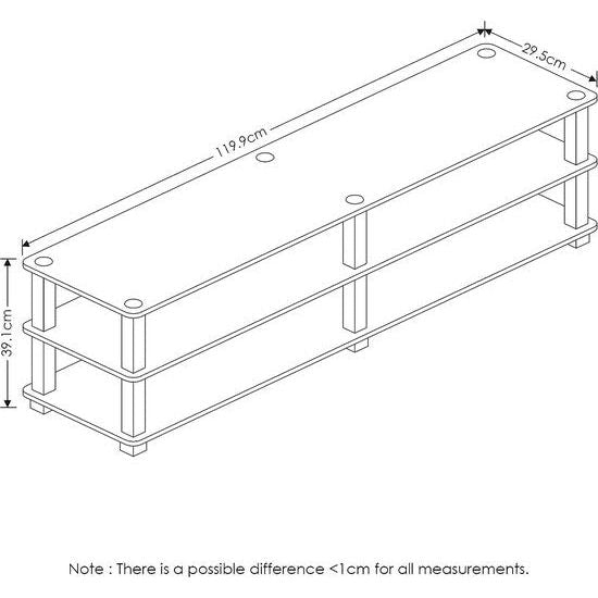 3-laags tv-plank, hout, kersen/zwart, 29,46 x 29,46 x 39,12 cm