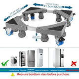 Wasmachinebasis met 8 voet + 4 wielen voor wasmachine, koelkast en droger, verstelbare wasmachinebasis met antislip schokabsorptiefunctie, (verstelbaar: 40-63 cm)