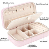 Klein fluwelen reissieradendoosje, klein fluwelen sieradendoosje voor meisjes en vrouwen, mini-sieradenorganisator voor ringen, oorbellen, kettingen, armbanden, klein sieradendoosje, roze