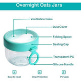 Overnight Oats potten set van 2, 600 ml Overnight Oat containers met deksel en lepel, magnetronverwarming, soepbeker, draagbare lekvrije plastic ontbijtbeker, yoghurtontbijtbeker