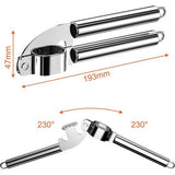 Knoflookpers, knoflooksnijder van roestvrij staal, 20 cm knoflookpers, praktische keukenhulp, vaatwasmachinebestendig, comfortabel en gemakkelijk te reinigen, sterk en robuust.