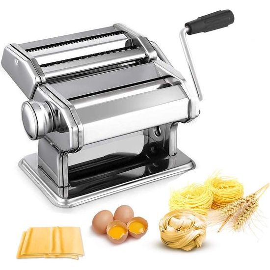 Pastamachine roestvrij staal, verse handmatige pastarollermachine, snijder met klem voor spaghetti, noedels, lasagne, beste pastamachine, noedelmachine, cadeau, eenvoudige reiniging en gebruik